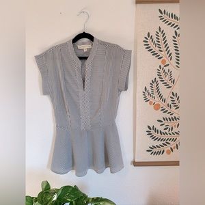 NWOT Blue and white striped peplum top.